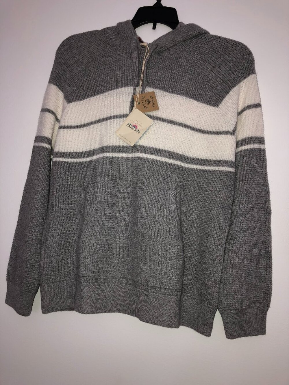 NWT Faherty Throwback Hoodie Coast Stripes Organic Cotton Cashmere Size XS
